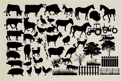 Farm animal silhouettes | DIGITANZA | Animal silhouette ...