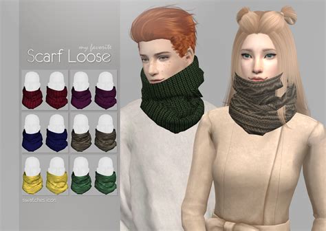 Acsafamscarf Loose Neck My Favorite12swatches Lindasims2 Симс Женские аксессуары