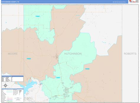 Hutchinson County Tx Wall Map Color Cast Style By Marketmaps Mapsales