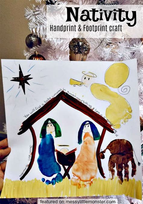 Nativity Handprint And Footprint Craft Footprint Crafts Handprint