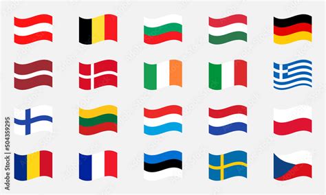 Flags Of European Countries Flag Vector Icons On Isolated Background