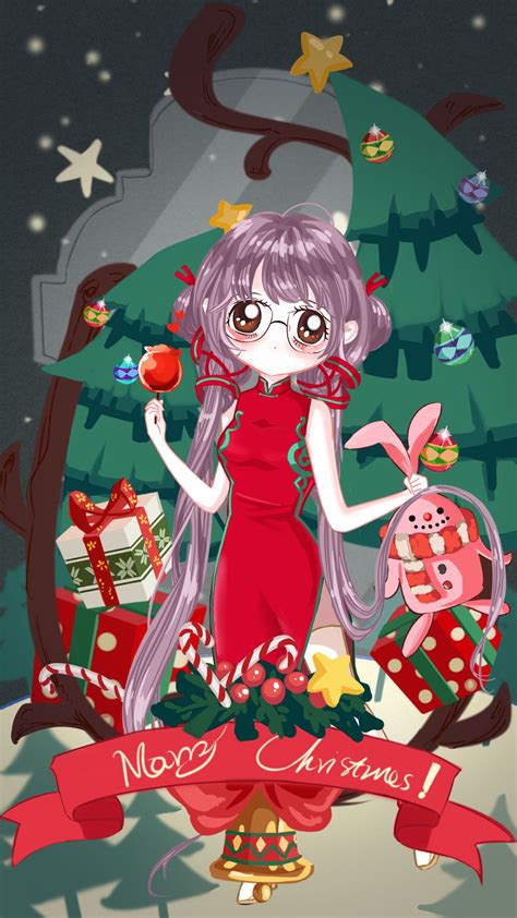 Chibi Cute Christmas Anime Girl