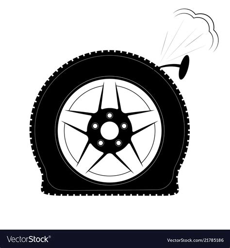 A Flat Tire Or A Punctured Tire Logo Or Emblem Vector Image