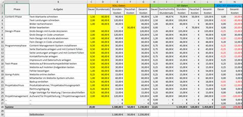 Kalkulation Excel Vorlage