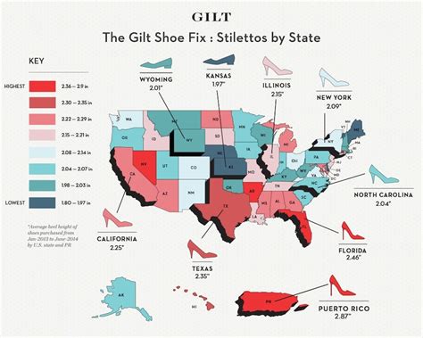 Here Is A Map Of The United States By Average Heel Height