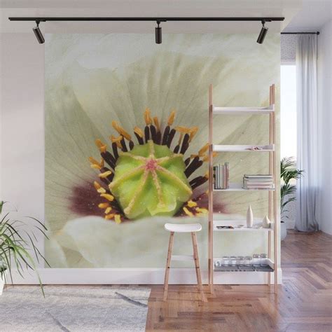 Buy White Poppy Flower Macro Wall Mural By Annaki Worldwide Shipping