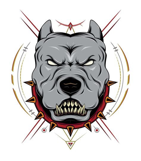 Angry Pit Bull With Ornament 2313076 Vector Art At Vecteezy