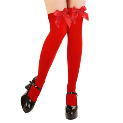 Joke Shop Red Stockings With Red Bows