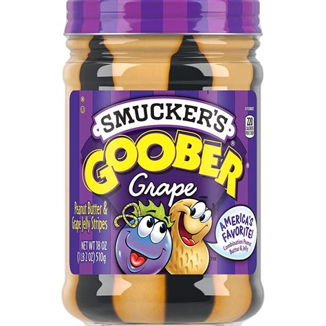 Smuckers Goober Grape Jelly And Peanut Butter Stripes 18 Ounce Pack Of