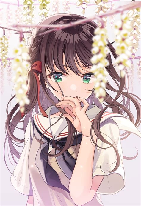 Anime Girl With Long Brown Hair And Green Eyes Telegraph