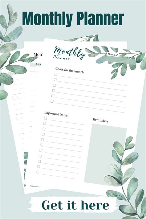 Monthly Planner 2020 2021 Monthly Planner Printable Monthly Etsy Hong