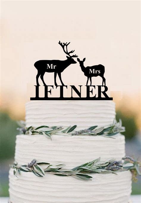 Deer Cake Topper Mr Mrs Wedding Cake Topper Custom Personalized With Y