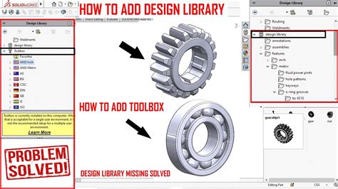How To Add Design Library And Toolbox In Solidworks Youtube