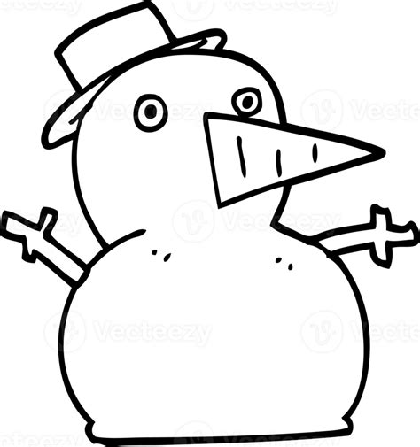 Line Drawing Cartoon Funny Snowman 36362831 Png
