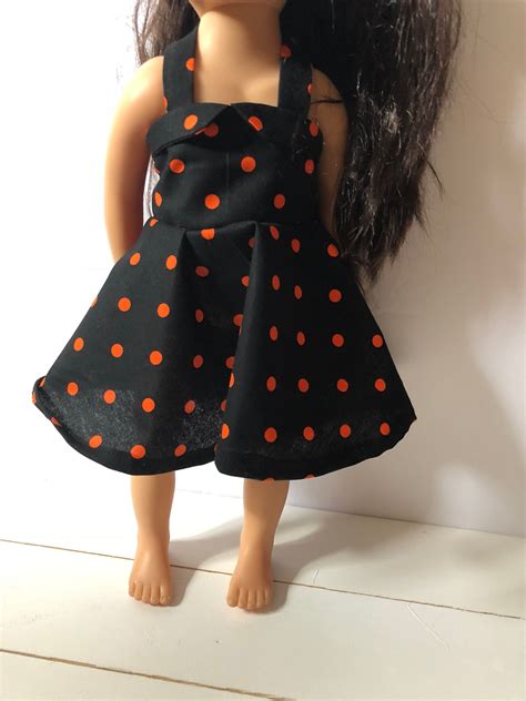 schwarzes polka dot kleid 1950er jahre halloween kleid 18 inch halloween puppenkleid 50er