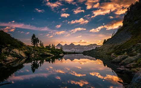 Alps Austria Dawn Lake Mountain Nature Reflection Sky Wallpaper