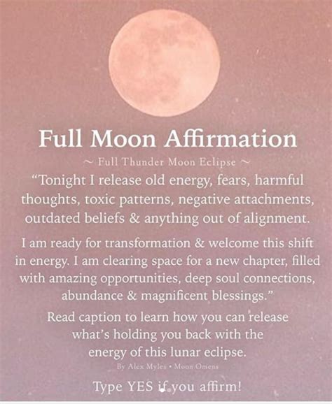 The Full Moon Affirmation Is Displayed In Front Of A Pink Sky With Clouds