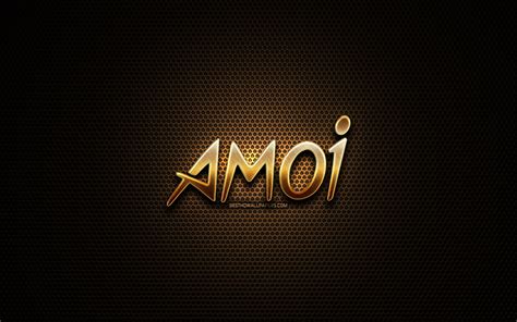 Download Wallpapers Amoi Glitter Logo Creative Metal Grid Background