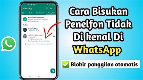 Cara Bisukan Panggilan Telepon Nomor Tidak Di Kenal Di Whatsapp YouTube