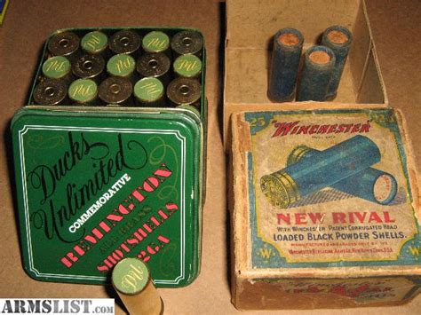 armslist for sale brass shotgun shells in ducks unlimited tin box new rival 2 piece box