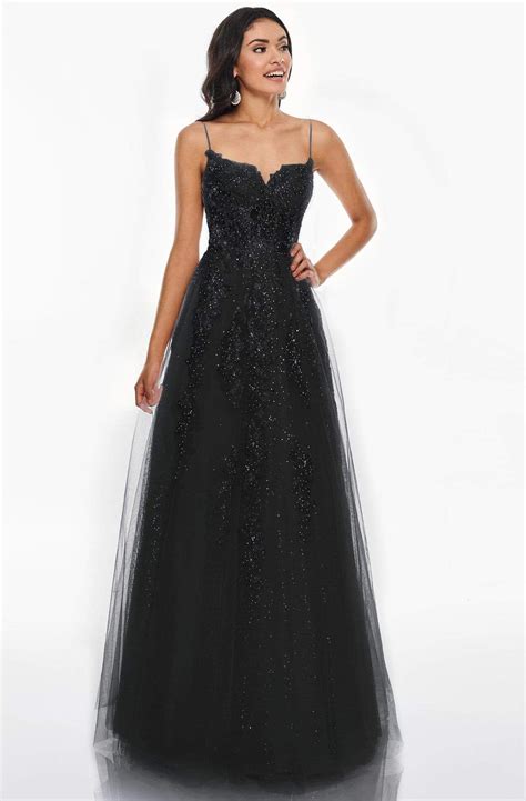 rachel allan prom 7207 beaded lace applique corset gown black prom dress ball gown prom