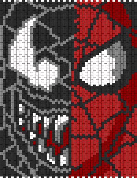 Venom N Spiderman Face Bead Pattern Peyote Bead Patterns Characters