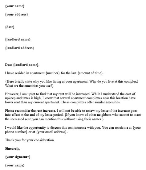 Letter To Landlord Not To Increase Rent Format And Sample