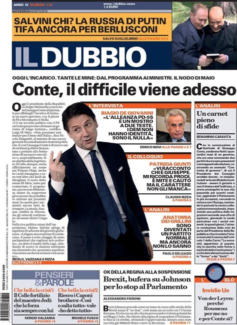 Prima Pagina - Il Dubbio | Giornalone (con immagini ...