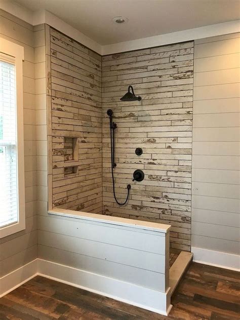 62 Awesome Farmhouse Bathroom Tile Floor Decor Ideas In 2020 Shower