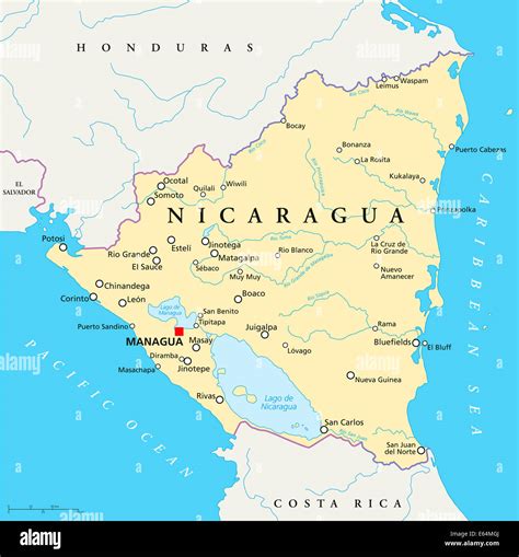 Nicaragua Mappa Politico Foto Stock Alamy