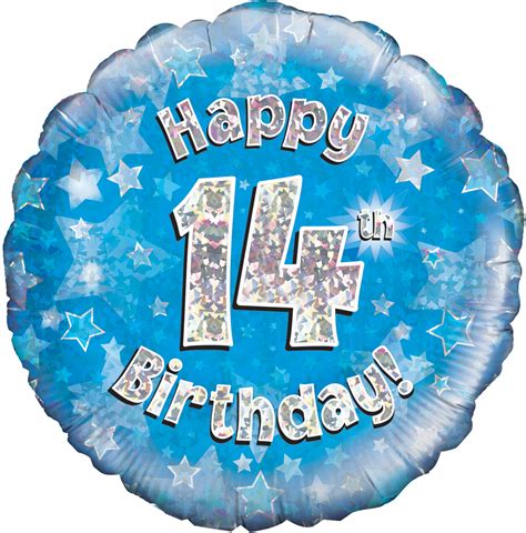 Happy Th Birthday Blue Holographic Oaktree Foil Balloon Bargain Balloons Mylar