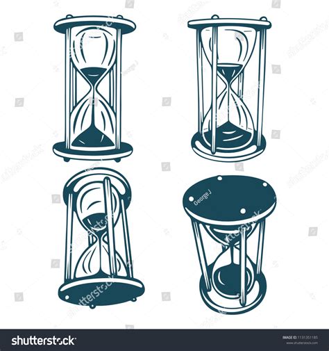 Hourglass Hourglass Hand Drawn Illustrations Set Stock Vector Royalty Free 1131351185