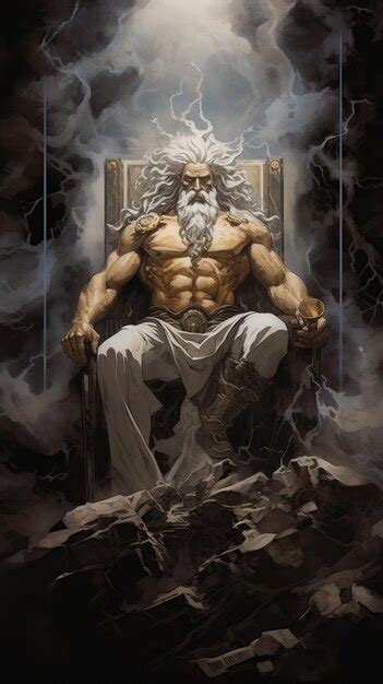 Premium Photo The Mighty Zeus God Of Olympus Sitting On The Throne