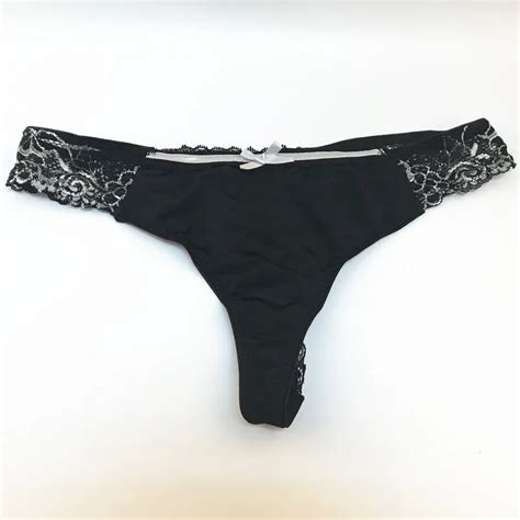 S M L Black Lady Lace Sexy Bow Thongs Low Rise G String Women Pretty Underwear Girls Bikini