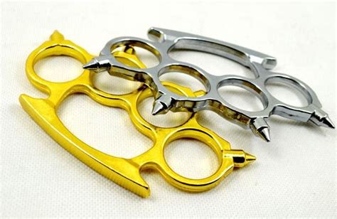2020 Molded Spikes Brass Knuckle Duster Gold Thin Steel Brass Knuckle
