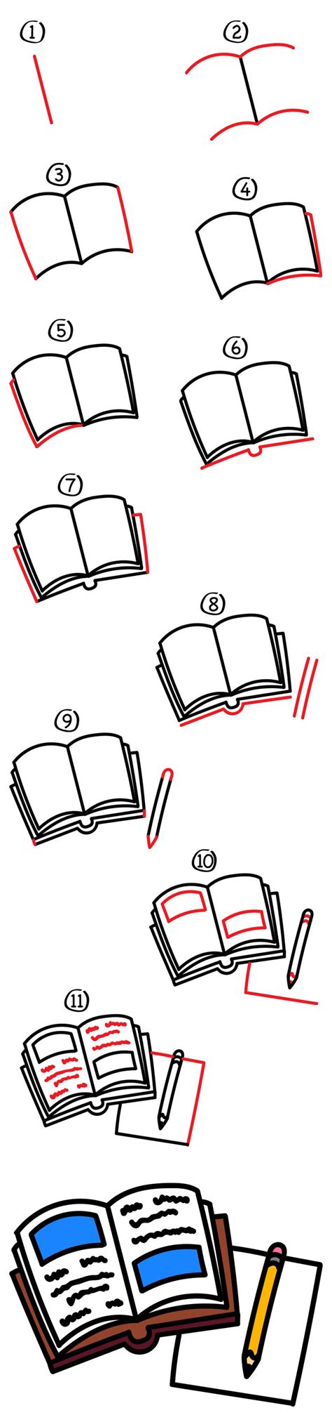 How To Draw A Book And Pencil Art For Kids Hub