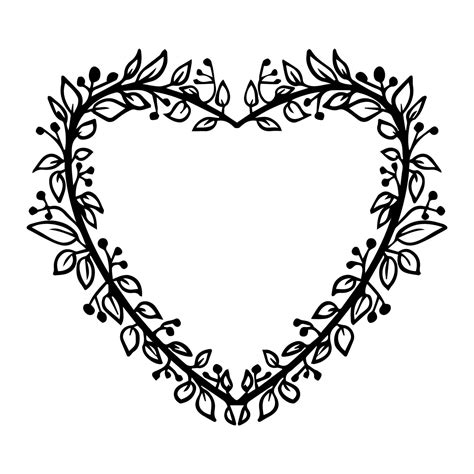 Doodle Elegant Heart Frame Border Monogram In Doodle Style Isolated On