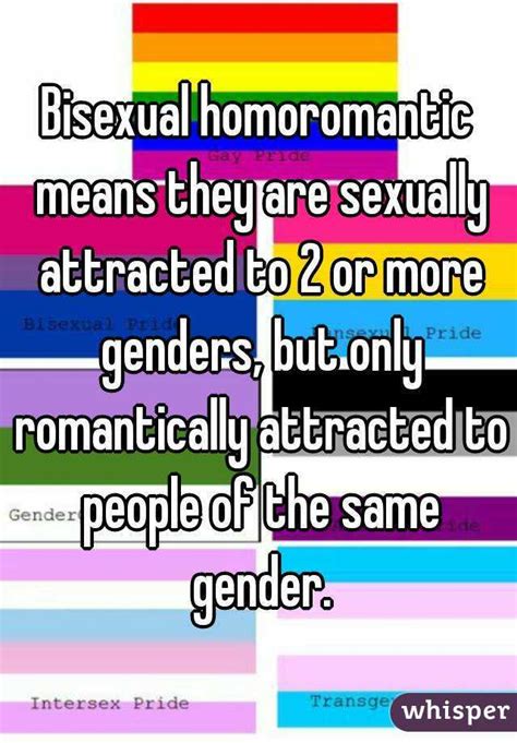 Bisexual Homoromantic Means They Are Sexually Attracted To 2 Or More Genders But Only