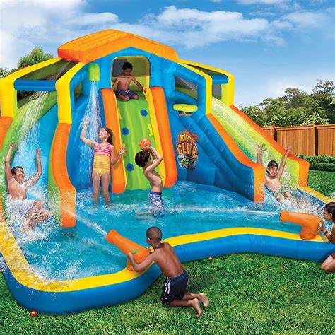 Banzai Inflatable Adventure Club Dual Slide And Pool Backyard Water