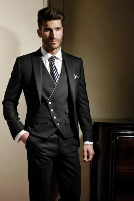 2018 Latest Coat Pant Designs Black Custom Italian Wedding Suits For Men Bridegroom Fashion