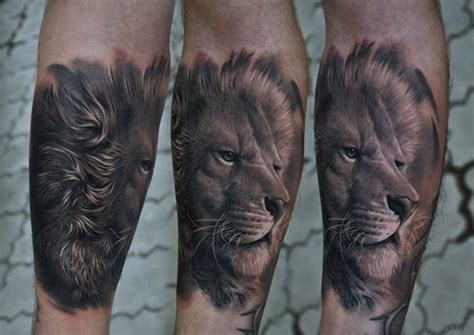 36 Nice Looking Lion Tattoos For Leg Tattoo Designs