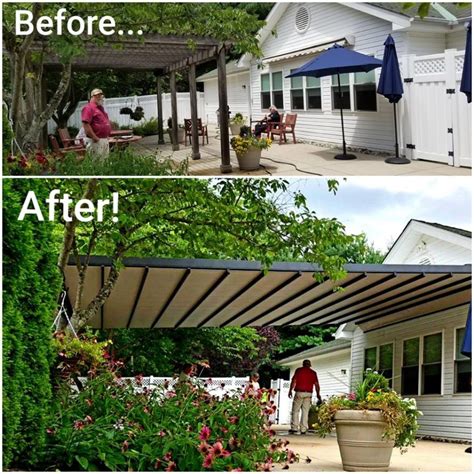 Replacing 2 Awnings With 1 Extra Large Retractable Pergola Milanese