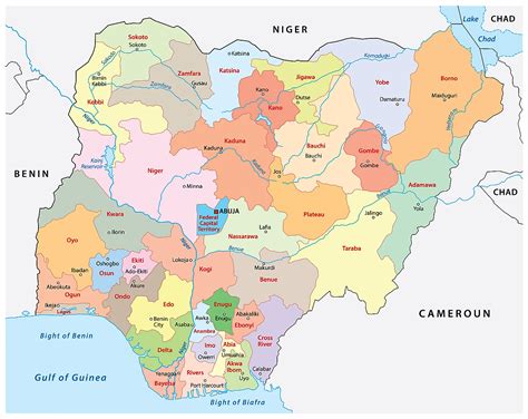 large political and administrative map of nigeria with roads railroads gambaran