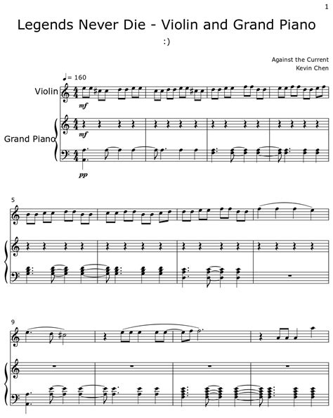 Legends Never Die Violin And Grand Piano Sheet Music For Violin Piano