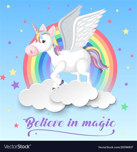 Unicorn With Wings On Clouds Royalty Free Vector Image
