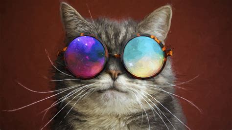 Cat Glasses Party Cool Painting 4k 5k Hd Wallpapers Hd Wallpapers Id 31725
