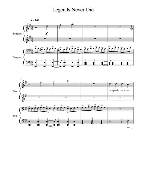 Legends Never Die Sheet Music For Piano Piano Duo