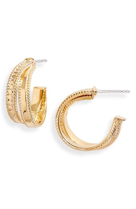 Anna Beck Two Tone Crossover Hoop Earrings In Gold Metallic Lyst