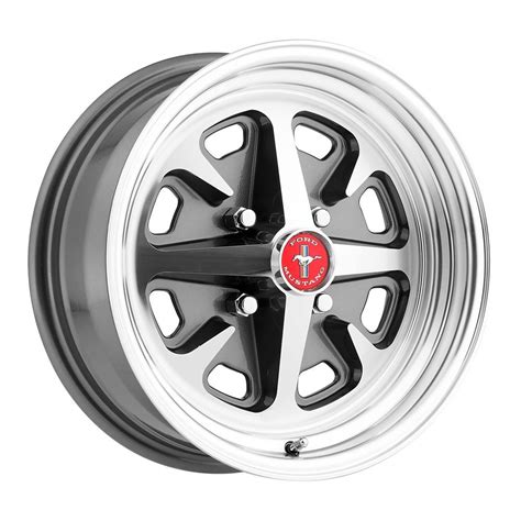 15 X 6 Magnum Alloy Wheel Charcoal Grey Set 4 With Mustang Caps And Nuts