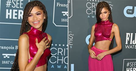 Zendayas Pink Outfit At The 2020 Critics Choice Awards Popsugar Fashion